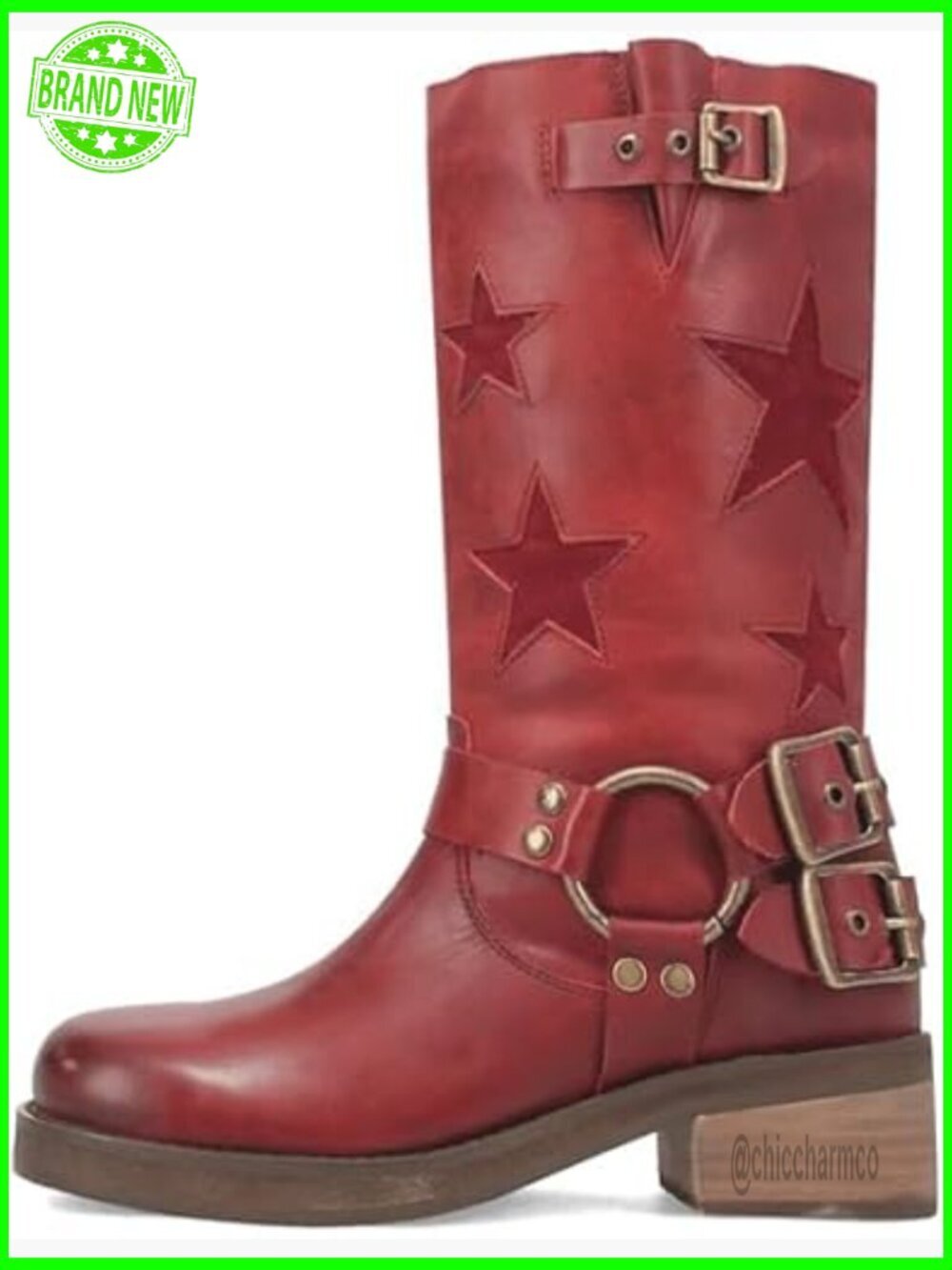 Knee High Riding Boots Square Toe Chunky Heel Buckle Belts Suede Cutouts